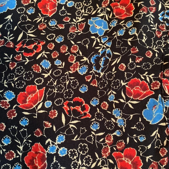 Free People botanical floral blouse ruffle jabot balloon sleeves button front - Picture 12 of 14